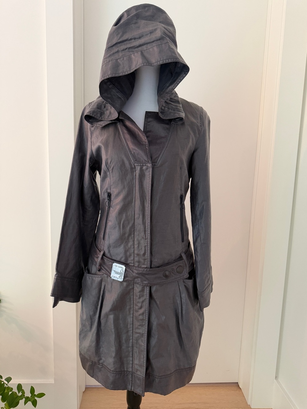 COP. COPINE Dodge Hooded Trench Coat Avante Garde 1986 Authentique Collector Y2K